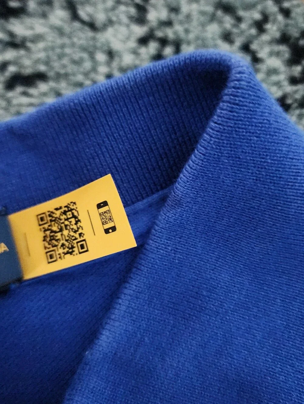Ralph Lauren Men Blue Luxury Multicolor Big Ponny Logo Cotton Polo Size Large